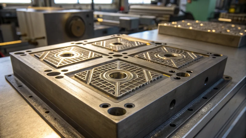 Close-up of an intricate industrial mold