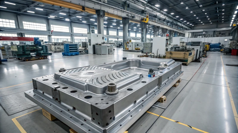 A large industrial mold on a factory floor