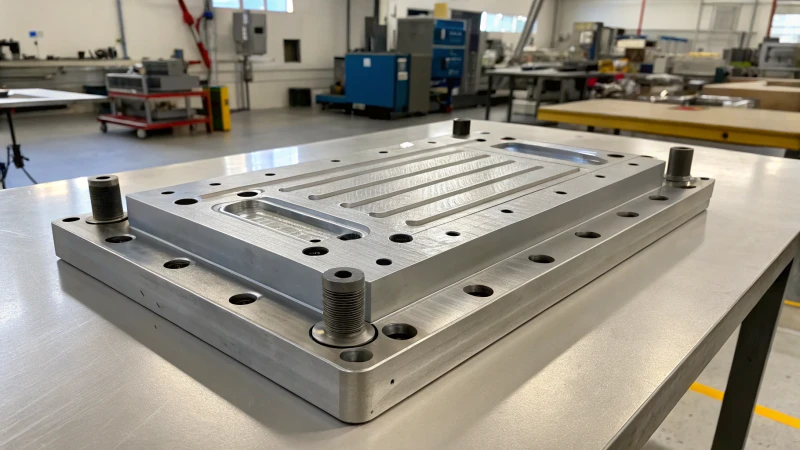Photorealistic image of a high-tech manufacturing facility focused on overmolding