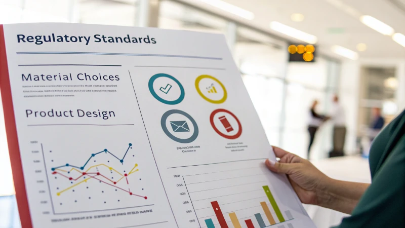 Infographic illustrating the impact of regulatory standards on material choices in product design.