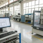 A professional workshop for injection mold making with tools and equipment.