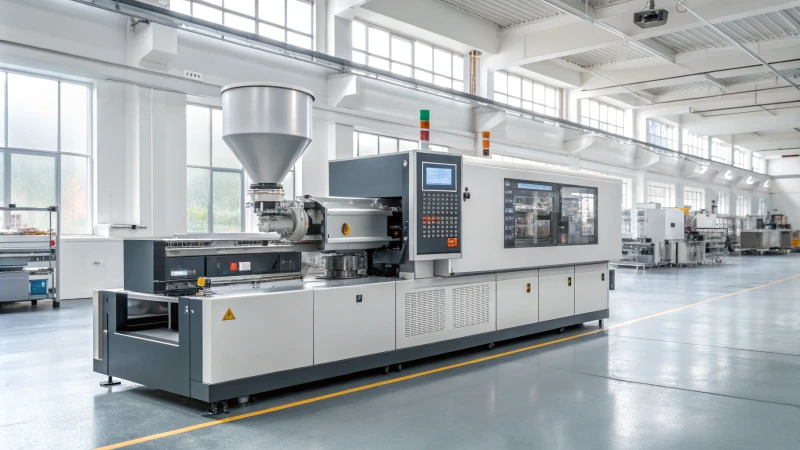 Injection molding machine in a factory
