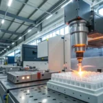High-tech injection molding machine in operation