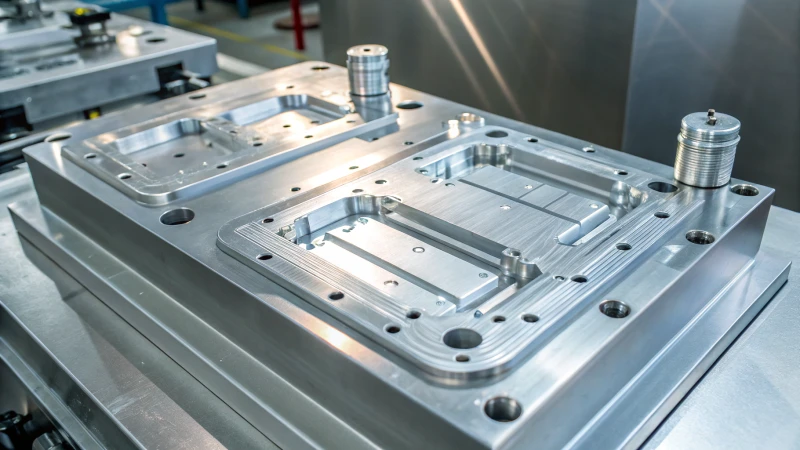 Close-up of an intricate injection mold design
