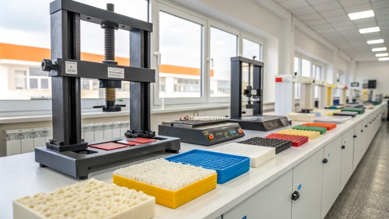 Laboratory workbench with polyamide and nylon samples