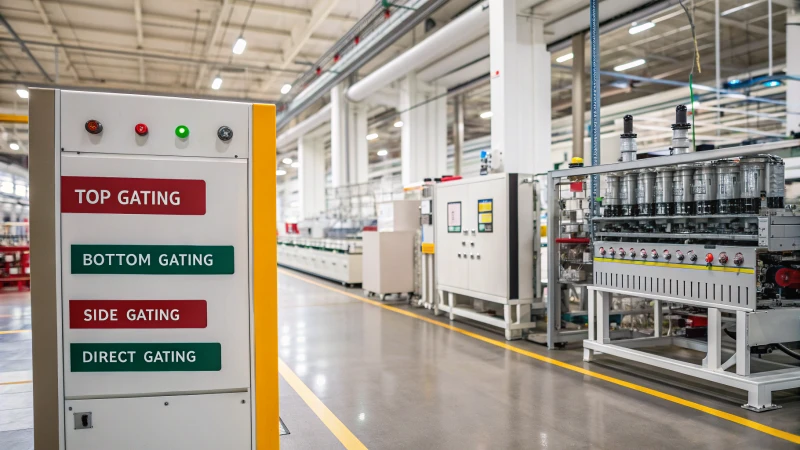 Illustration of various manufacturing gating systems