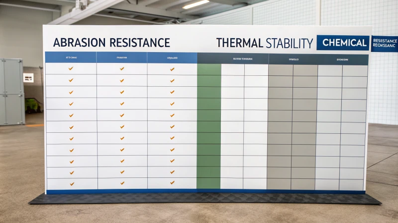 Comparison chart of materials with attributes labeled clearly