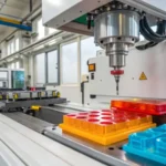 High-precision injection molding machine in a factory