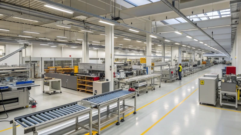 A bright and organized industrial manufacturing facility with various production equipment.