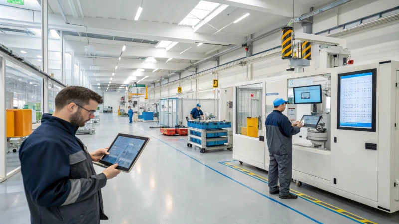 Technicians in a modern workshop with advanced technology