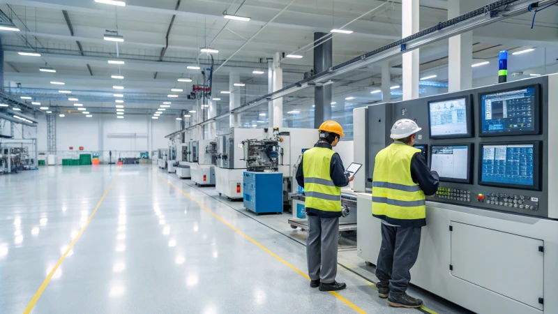 A modern injection molding factory with advanced machinery