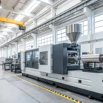 A modern injection molding machine in a well-organized factory