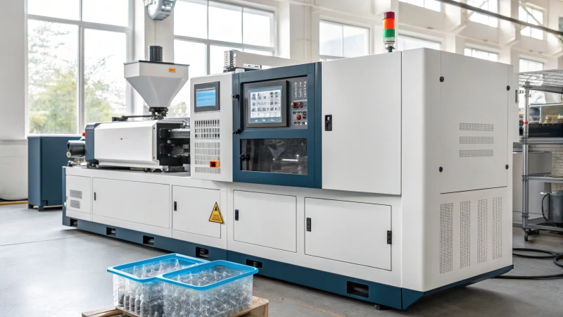 Injection molding machine in action