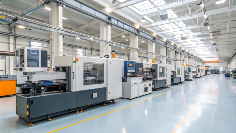 Injection molding machine in operation
