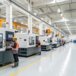 Modern manufacturing facility with extrusion and injection molding machines