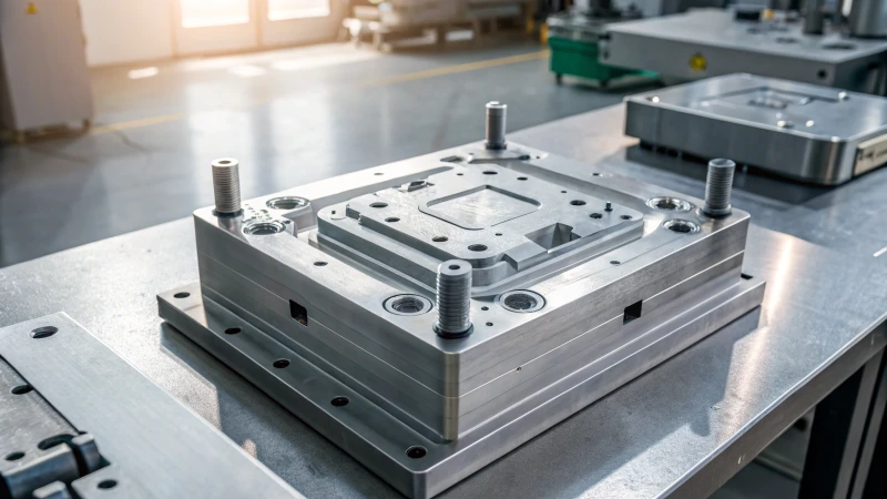 High-resolution image of a precision injection mold in an industrial setting