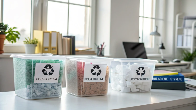 Arrangement of recyclable thermoplastic materials in clear containers