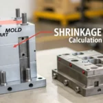 Technical diagram of shrinkage calculation in injection molding