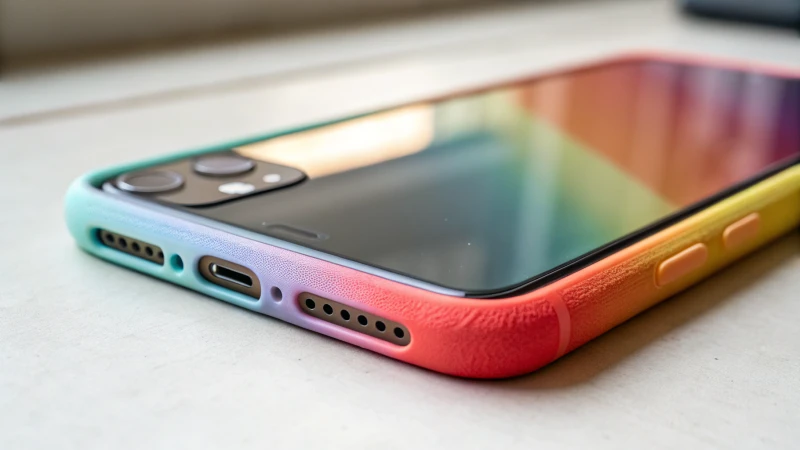 Close-up view of a sleek smartphone with thermoplastic elastomer casing.