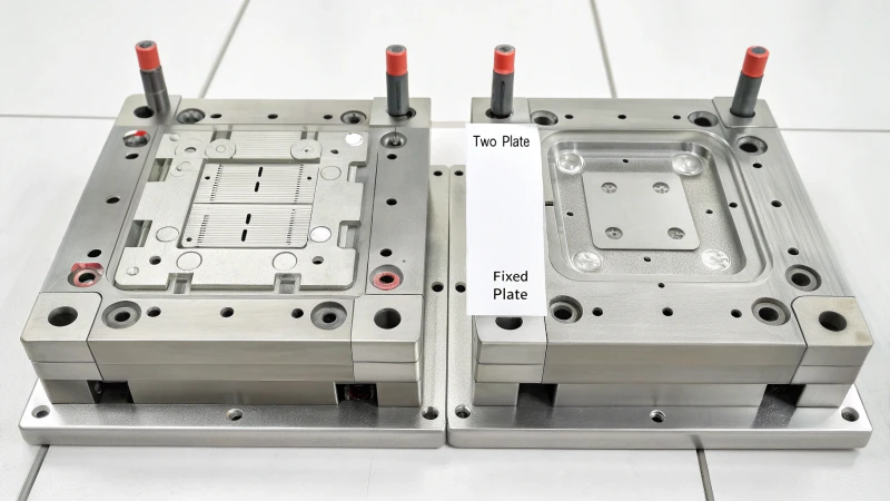 Technical diagram of a two-plate mold for injection molding