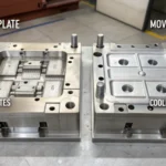 Technical diagram of a two-plate mold for injection molding