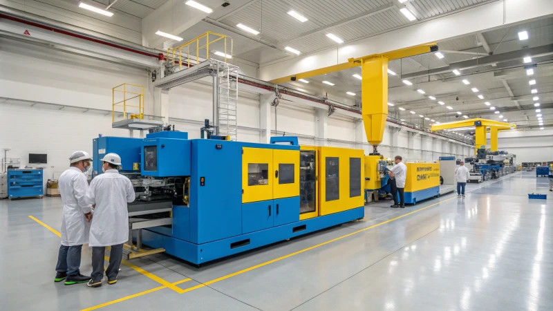 A modern two-shot molding machine in operation.