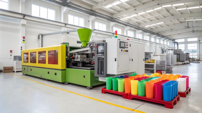 Modern injection molding machine in action