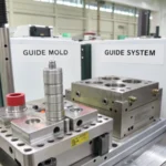 Detailed illustration of an injection mold guide system