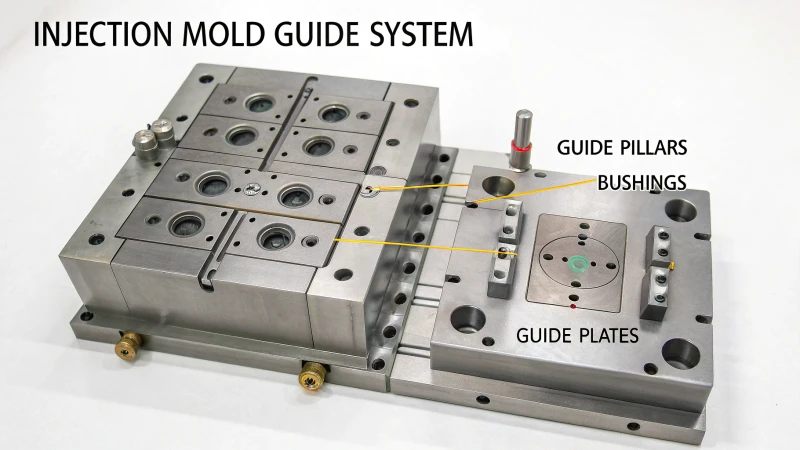 Detailed diagram of an injection mold guide system