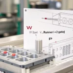 Technical illustration of shot weight calculation in injection molding