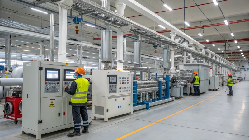 A modern industrial facility with advanced machinery for processing PPR and PVC materials.