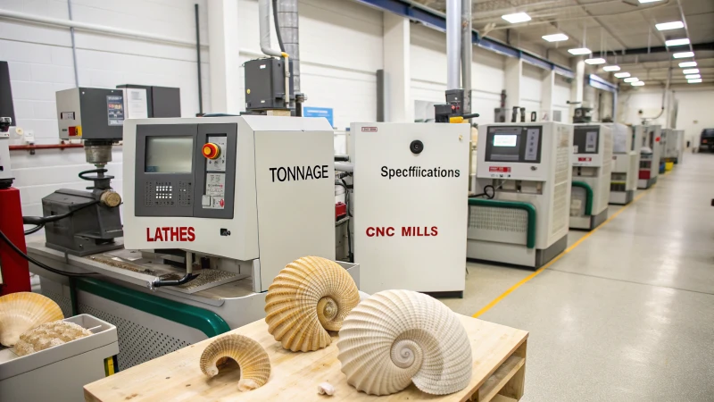 A factory scene showing shells next to industrial machines