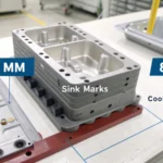 A technical diagram showing optimal wall thickness for injection molding