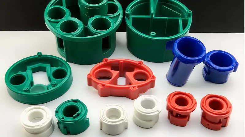 A collection of colorful plastic parts in various shapes and sizes=