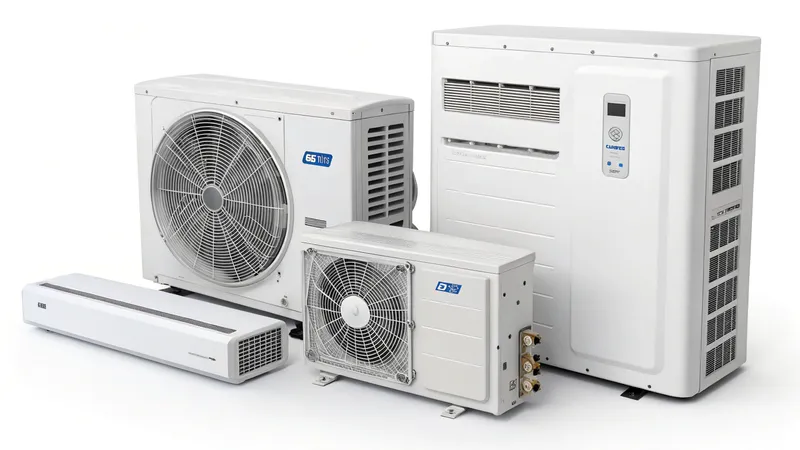 Various models of air conditioning units in different sizes
