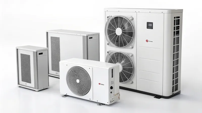 Four CH-HP12MF series heat pumps of varying sizes=
