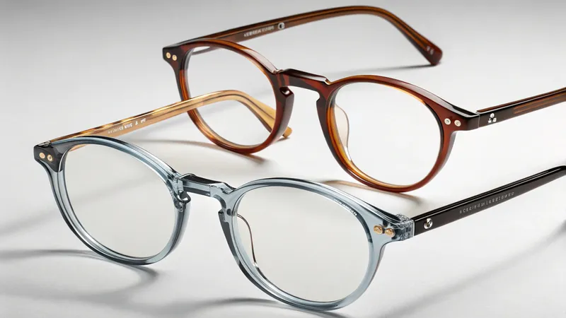 Three pairs of stylish eyeglasses in different colors
