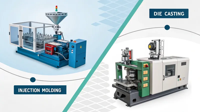 Comparison image of injection molding and die casting machines.