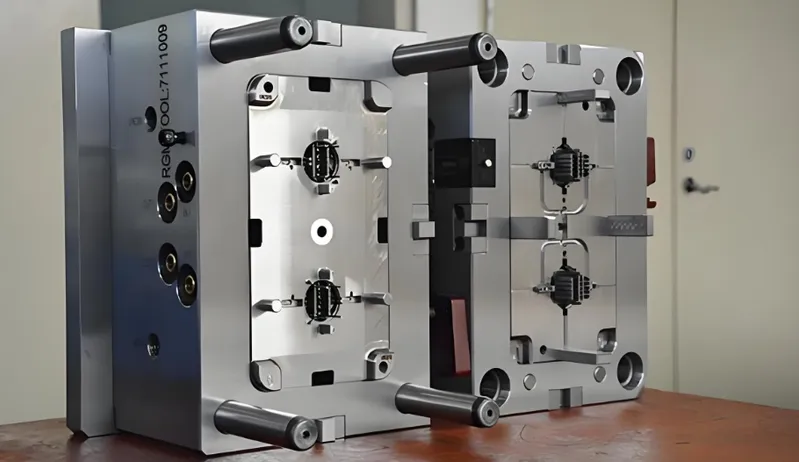 A high-precision plastic injection molding die with multiple components