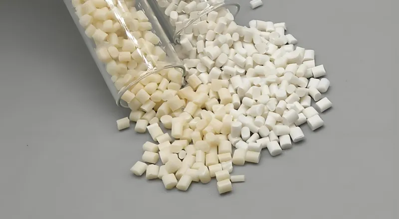 Plastic polymer pellets spilled from test tubes